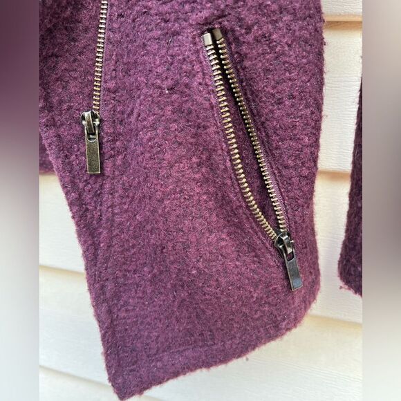 Halogen dark maroon diagonal zipper long sleeved sweater, side pockets, XS - Picture 3 of 9